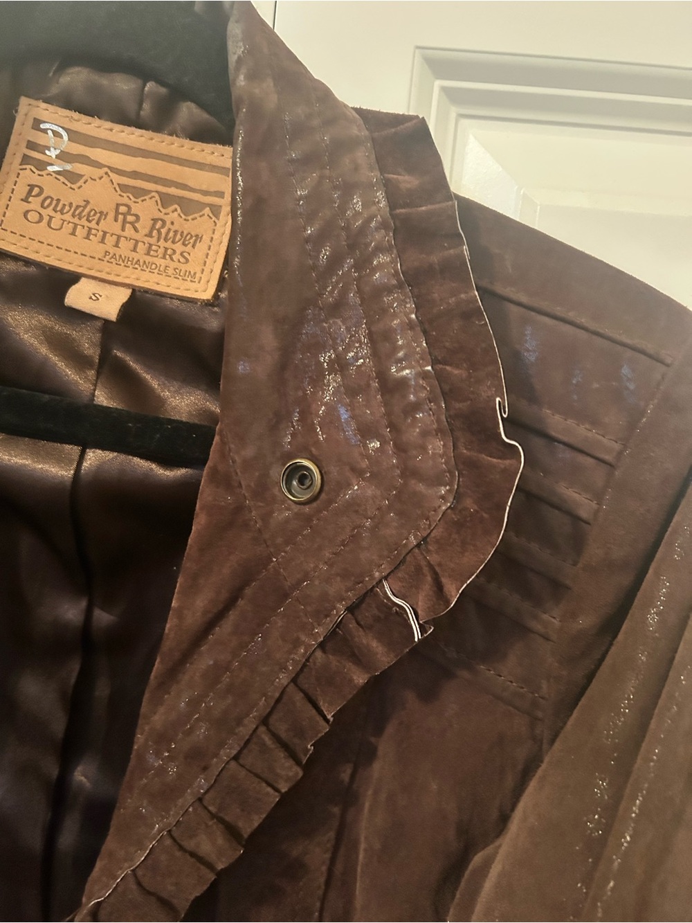 🤎 Genuine Leather Western Romance Jacket | Ruffle Trim Ranch Chic - Picture 5 of 6